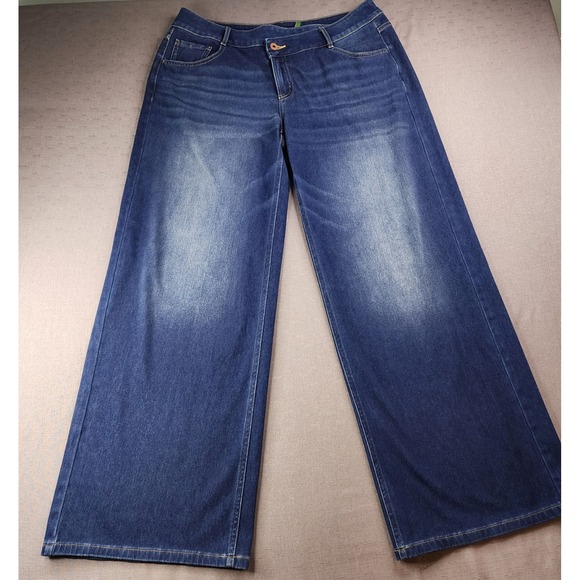 HALARA Denim - Halara Wide Leg Jeans Womens Large Tall Blue Denim Crossover Waist NWT 02710762